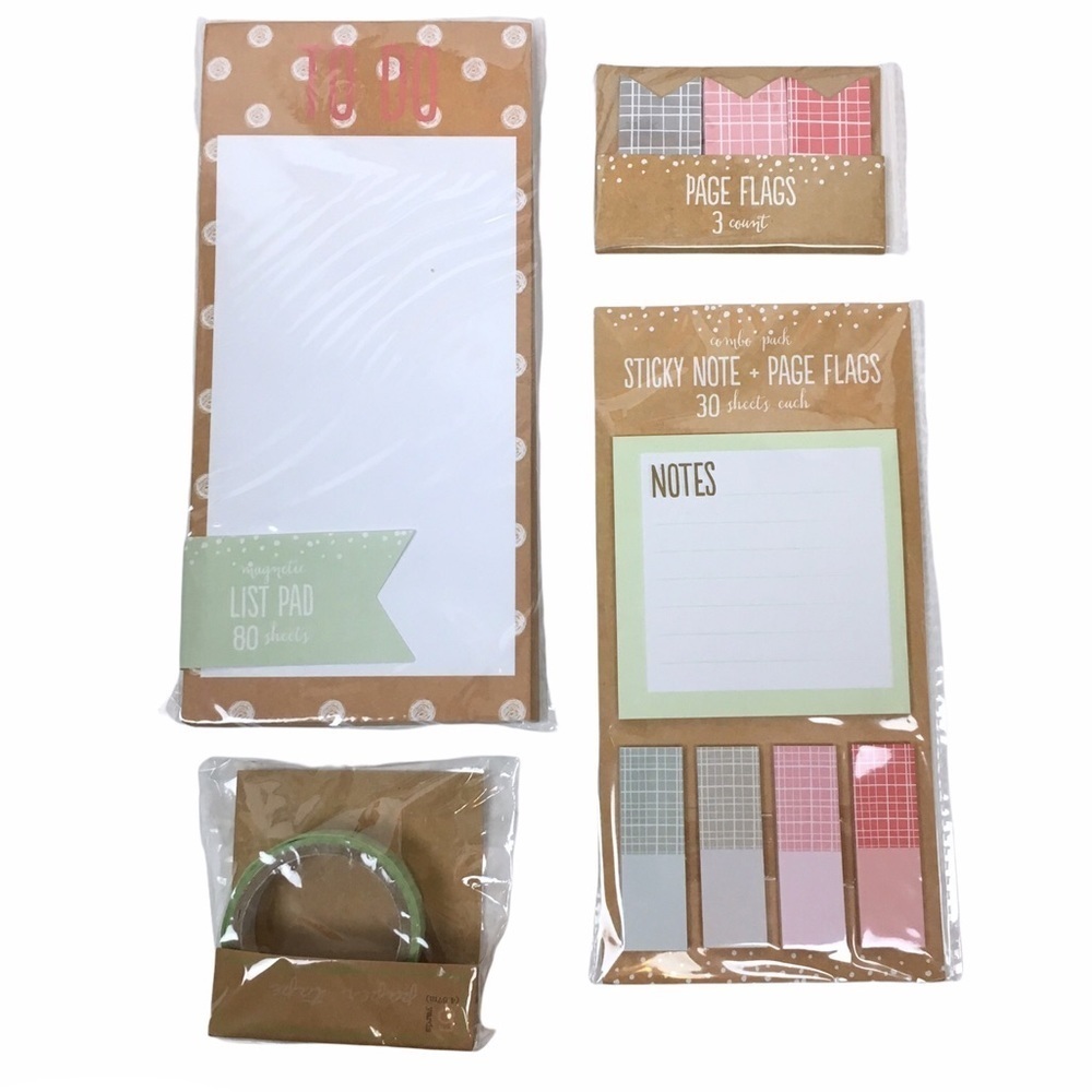 Christmas Plaid Dots Stationery Set Notepad Sticky Notes Page Flags Washi Tape